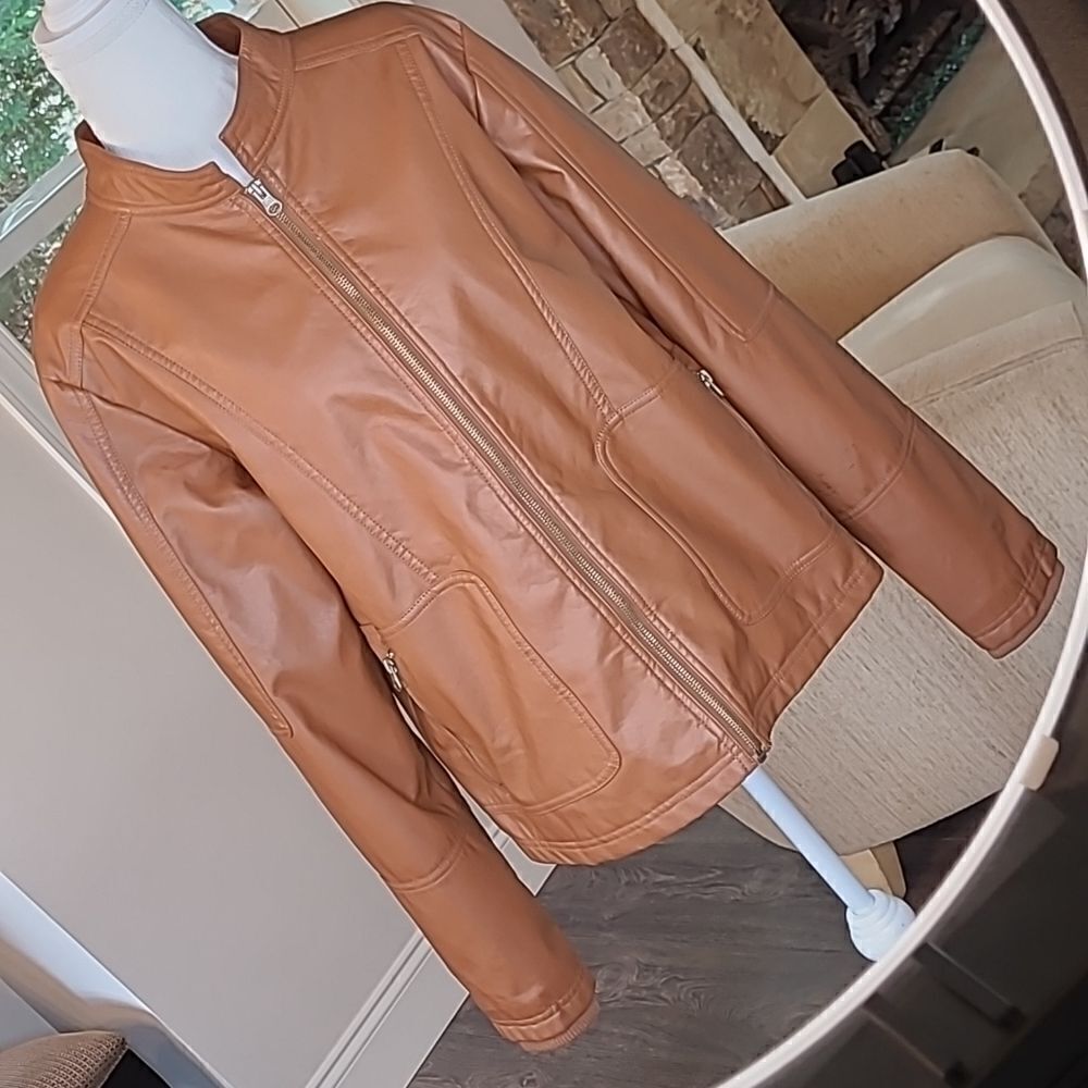 George sz 16 brown faux leather jacket